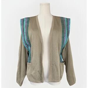 VTG 90s Dino Valiano Linen Sweater M-L Artsy Maximalism Bold Edgy Lagenlook 80s